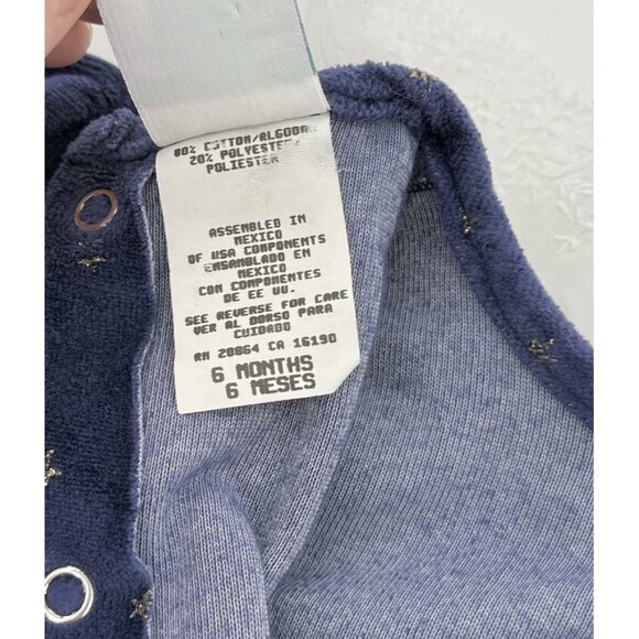 Little Me Baby Girl’s‎ Blue Velvet With Good Star Snap Romper Ruffles Size 6 Mo - Picture 6 of 8